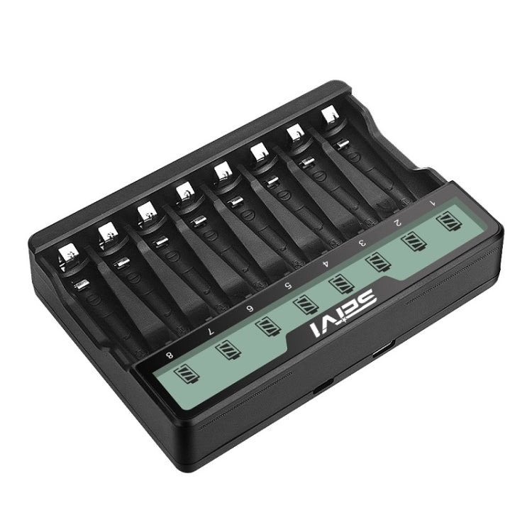 Caricabatteria USB per batteria NiMH con carica a otto slot su schermo SEIVI Caricabatteria USB per batteria NiMH con carica a otto slot su schermo SEIVI